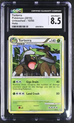 CGC 8.5 Torterra 2010 Unleashed 10/95 Holo Pokemon Card - Image 1