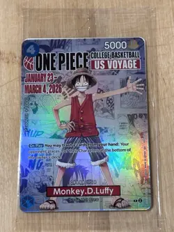 One Piece Monkey D. Luffy US Voyage College Basketball Promo Card- Sealed / Mint - Image 1