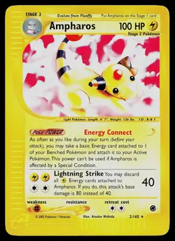 Pokemon Card - Ampharos Expedition 2/165 Rare Reverse Holo - Image 1