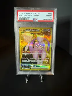 Team Rocket's Mewtwo ex PSA 10 Japanese Pokemon Card 130/098 2025 sv10 UR Gold - Image 1
