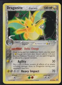 Pokemon TCG Dragonite Delta Species Holo Rare Card 2005 3/113 - Image 1