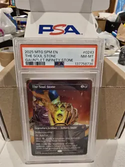 The Soul Stone (Borderless) 243 Marvel's Spider-Man Foil PSA 8 MTG - Image 1