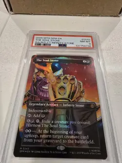 The Soul Stone (Borderless) 243 Marvel's Spider-Man Foil PSA 8 MTG - Image 2