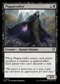 MTG Magic the Gathering Plaguecrafter (187/432) Bloomburrow Commander LP - Image 1