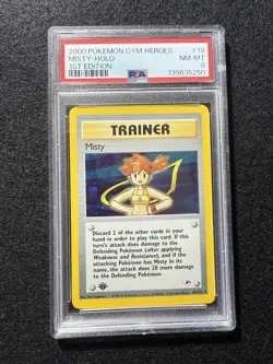 128923375 Misty 2000 Pokemon Gym Heroes 1st Edition #18 Holo PSA 8 - Image 1