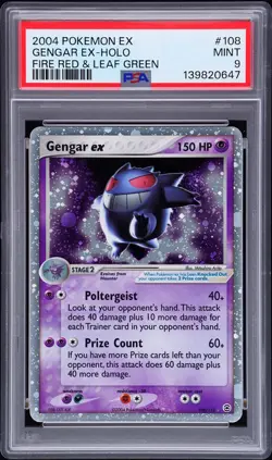 Pokemon TCG Gengar EX Holo 108/112 Fire Red Leaf Green 2004 PSA 9 SWIRL new cert - Image 1