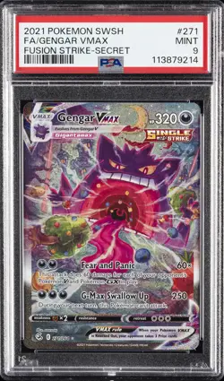 2021 POKEMON SWORD & SHIELD FUSION STRIKE SECRET #271 FULL ART/GENGAR VMAX PSA 9 - Image 1