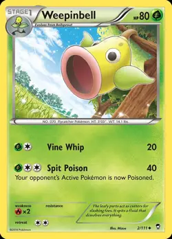Pokemon Weepinbell (2/140) Furious Fists LP REVERSE HOLO - Image 1