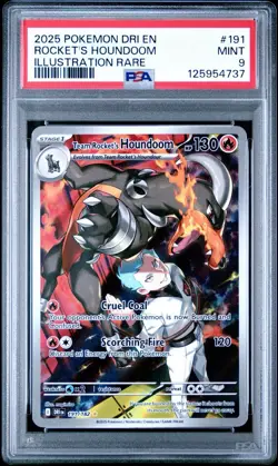 Pokemon TCG Team Rockets Houndoom Illustration Rare Card 191/182 PSA 9 - Image 1
