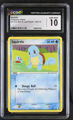 CGC 10 GEM MINT Squirtle 2004 EX Fire Red & Leaf Green 82/112 Pokemon Card - Image 1