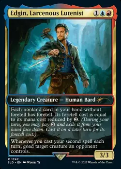 1x Edgin, Larcenous Lutenist - Full Art (1242) - Foil NM-Mint, English Secret La - Image 1
