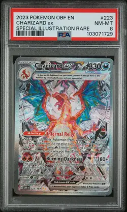 PSA 8 NM Charizard Ex 223 Special Illustration Rare Pokemon TCG Obsidian Flame - Image 1