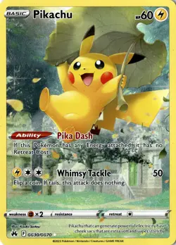 Pikachu GG30/GG70 Ultra Rare Pokemon TCG Crown Zenith: Galarian Gallery NM - Image 1