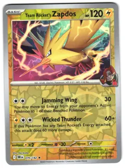 Team Rocket's Zapdos 070/182 Reverse Holo Destined Rivals English Pokemon NM - Image 1
