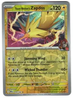 Team Rocket's Zapdos 070/182 Reverse Holo Destined Rivals English Pokemon NM - Image 1