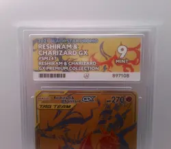 Reshiram & Charizard GX Black Star Promo SM247 Ace Grade 9 Pokemon Slab - Image 2