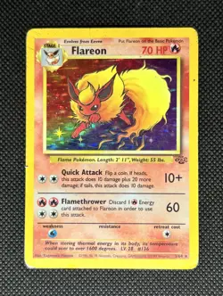 1999 Flareon Holo Rare Damaged 3/64 Jungle English Pokemon Vintage WOTC - Image 1