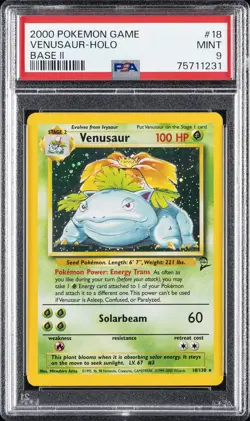 2000 POKEMON BASE SET 2 #18 VENUSAUR-HOLO PSA 9 - Image 1