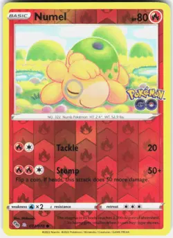 Numel (Peelable Ditto) Common Pokemon GO 013/078 NM Reverse Holo - Image 1