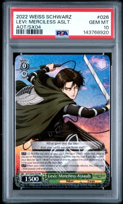 PSA 10 2022 Weiss Schwarz Levi Merciless Assault 026 Attack On Titan Card - Image 1