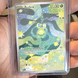 Pokemon TCG Budew ASCn 221/217 Basic Holo Rare 30 HP 10 Attack English Card - Image 1