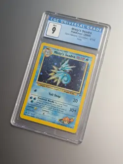 CGC 9 MINT Misty's Seadra 2000 Gym Heroes 9/132 Holo Pokemon Card - Image 1