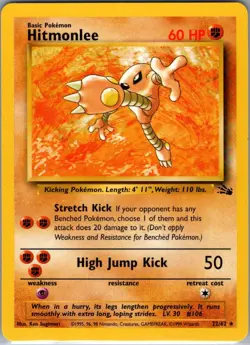 Hitmonlee 22/62 Non Holo Fossil - Pokemon Card - NM - Image 1