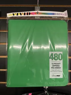 Ultra PRO 12-Pocket Pro-Binder Green Zippered Holds 480 Cards - Image 1