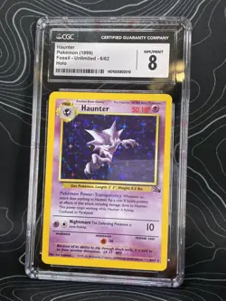 CGC 8 Haunter 6/62 Holo Fossil Unlimited Pokemon Card - Image 1