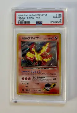 1998 Pokemon Japanese Gym Rockets Moltres Holo Card #146 PSA NM-MT 8 - Image 1