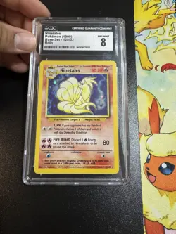 Pokemon TCG Ninetales Base Set Holo Card 12/102 CGC 8 - Image 1