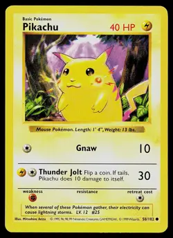 Pokemon Card - Pikachu (Red Cheeks) Base Set (Shadowless) 58/102 Common - Image 1