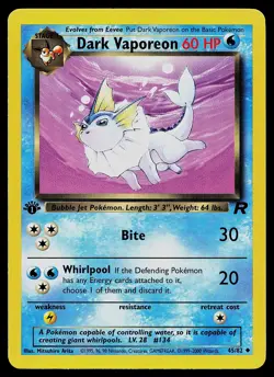 Pokemon Card - Dark Vaporeon Team Rocket 45/82 Uncommon 1st Edition - Image 1