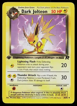 Pokemon Card - Dark Jolteon Team Rocket 38/82 Uncommon 1st Edition - Image 1