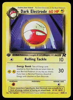 Pokemon Card - Dark Electrode Team Rocket 34/82 Uncommon 1st Edition - Image 1