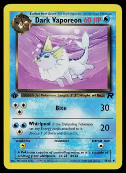 Pokemon Card - Dark Vaporeon Team Rocket 45/82 Uncommon 1st Edition - Image 1