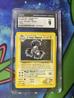 CGC 9 MINT Lt. Surge's Magneton 2000 Gym Heroes 8/132 Holo Pokemon Card - Image 1