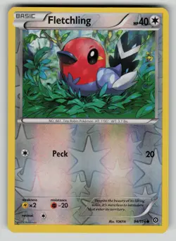 Fletchling 94/114 Common Steam Siege Pokemon Reverse Holo LP (indent) - Image 1