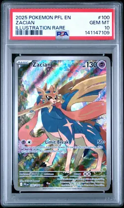 2025 POKEMON PFL EN-PHANTASMAL FLAMES ILLUSTRATION RARE #100 ZACIAN PSA 10 - Image 1
