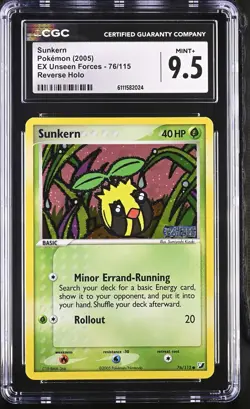 Sunkern 76/115 Reverse Holo EX Unseen Forces Pokemon CGC 9.5 Mint+ - Image 1
