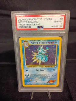 2000 POKEMON GYM HEROES HOLO-PRERELEASE #9 MISTY'S SEADRA PSA 8 - Image 1