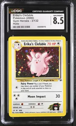 ERIKA'S CLEFABLE Gym Heroes Holo Rare #13 CGC 8.5 Vintage Pokemon - Image 1
