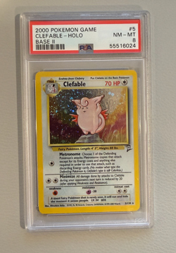 2000 Pokemon Base Set 2 #5 Clefable Holo PSA 8 - Image 1
