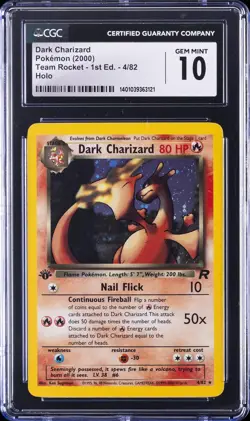 2000 POKEMON ROCKET 1ST ED #4 DARK CHARIZARD-HOLO CGC 10 GEM MINT - Image 1