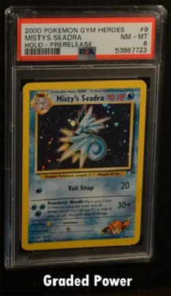 2000 Promo Misty's Seadra Gym Heroes Prerelease PSA 8 HOLO (7723) 9/132 Pokemon - Image 1