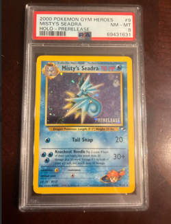 2000 POKEMON GYM HEROES HOLO-PRERELEASE #9 MISTY'S SEADRA PSA 8 - Image 1