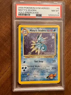 Pokemon TCG GYM HEROES - MISTY'S SEADRA PRERELEASE Holo #9 - PSA Grade 8 (2000) - Image 1