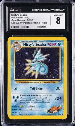 2000 POKEMON GYM HEROES LEAGUE PRERELEASE PROMO, HOLO MISTY'S SEADRA CGC 8 - Image 1