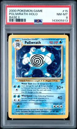 2000 POKEMON BASE SET 2 #15 POLIWRATH-HOLO PSA 8 - Image 1