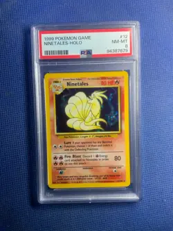 1999 POKEMON BASE SET UNLIMITED #12 NINETALES-HOLO PSA 8 - Image 1